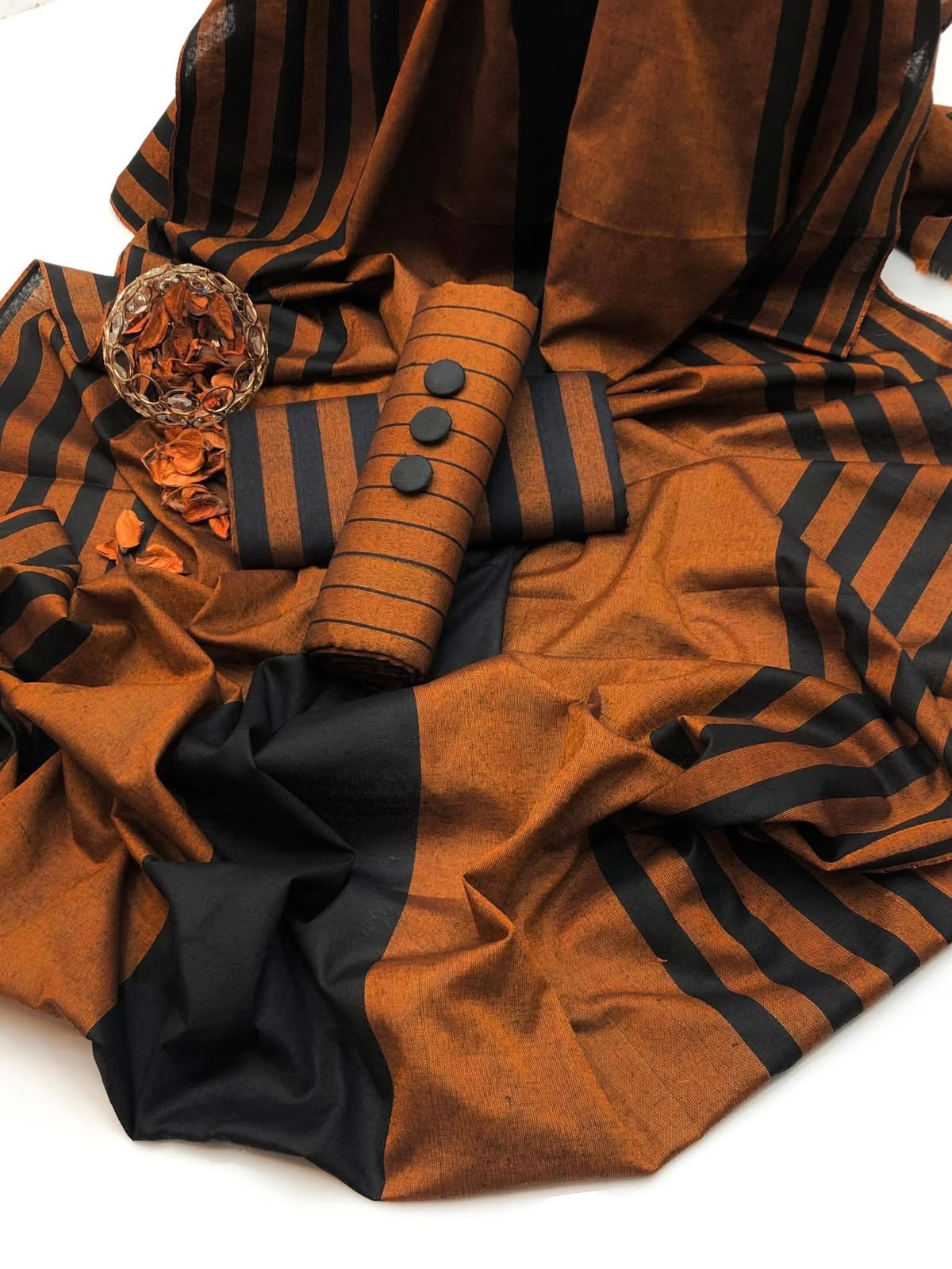 3pc Multani Susi Suit (Black Orange)