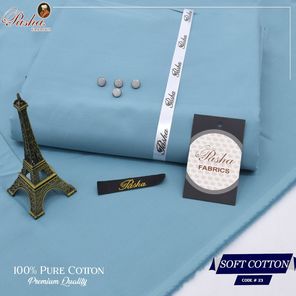 Pasha soft cotton suit for men in sky blue