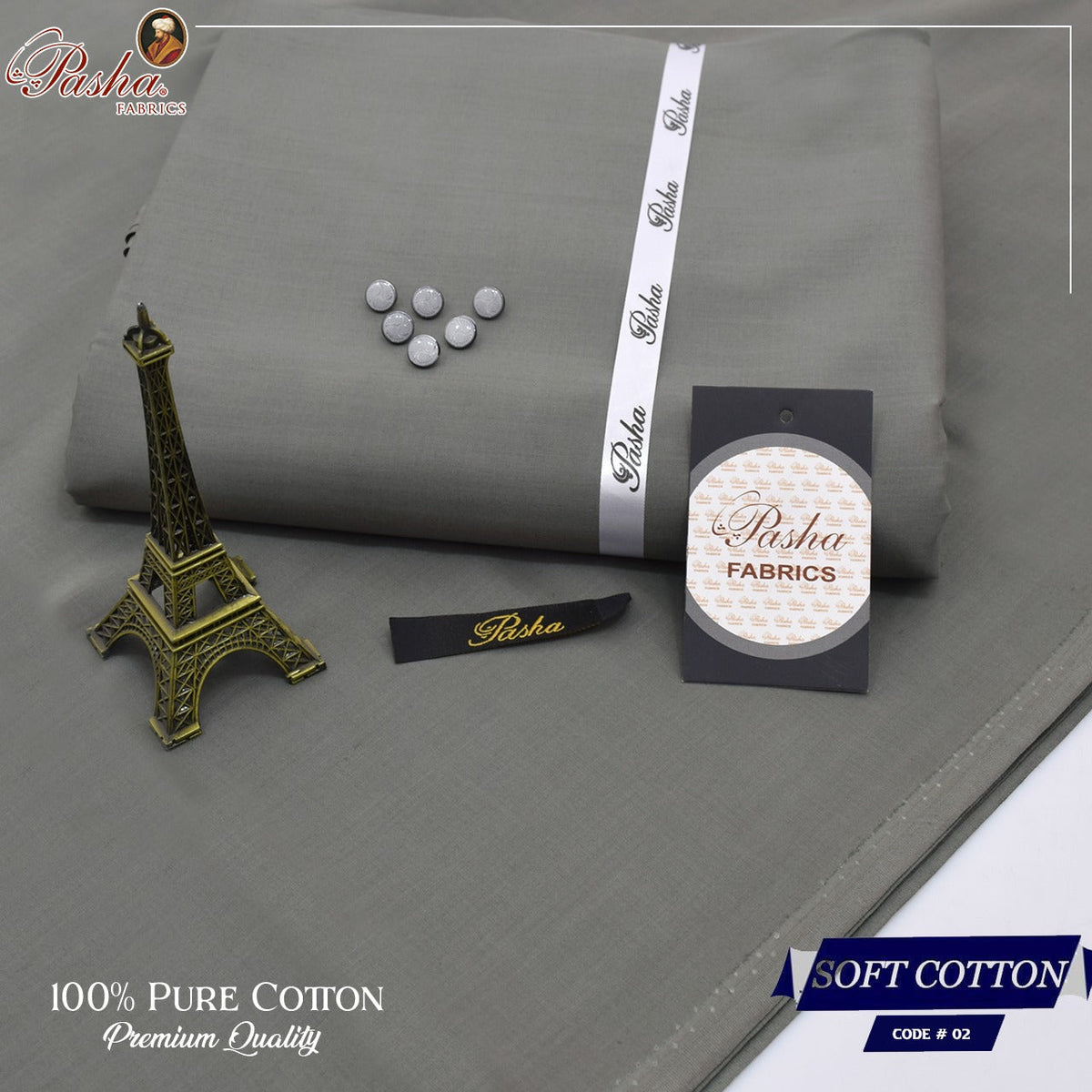 Pasha soft cotton suit for men in pure grey