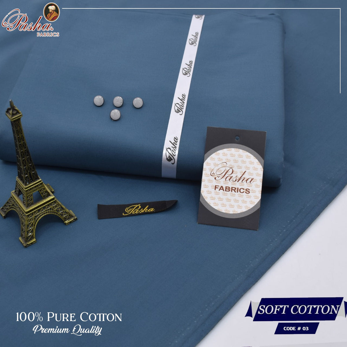 Pasha soft cotton suit for men in teal blue