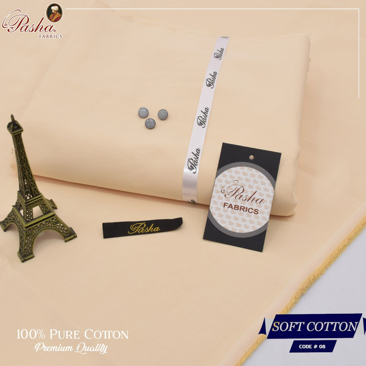 Pasha soft cotton suit for men in beige creamy shade
