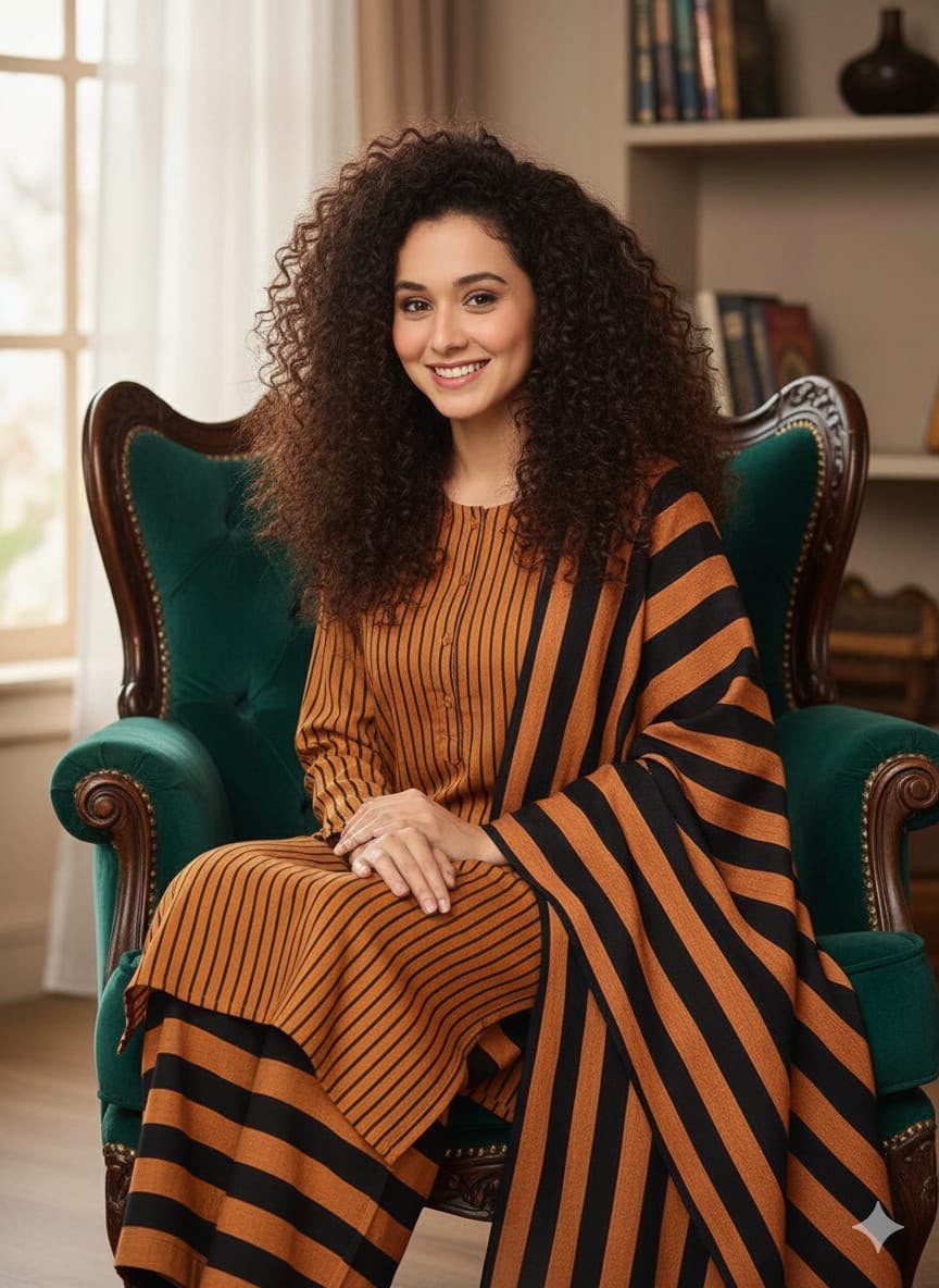 3pc Multani Susi Suit (Black Orange)